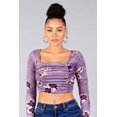 thumbnail image 7 of CC Wholesale Clothing Global Brand License Ruched Velvet Floral Back Tie Crop Top, Blouses & Tops (Large), 7 of 7
