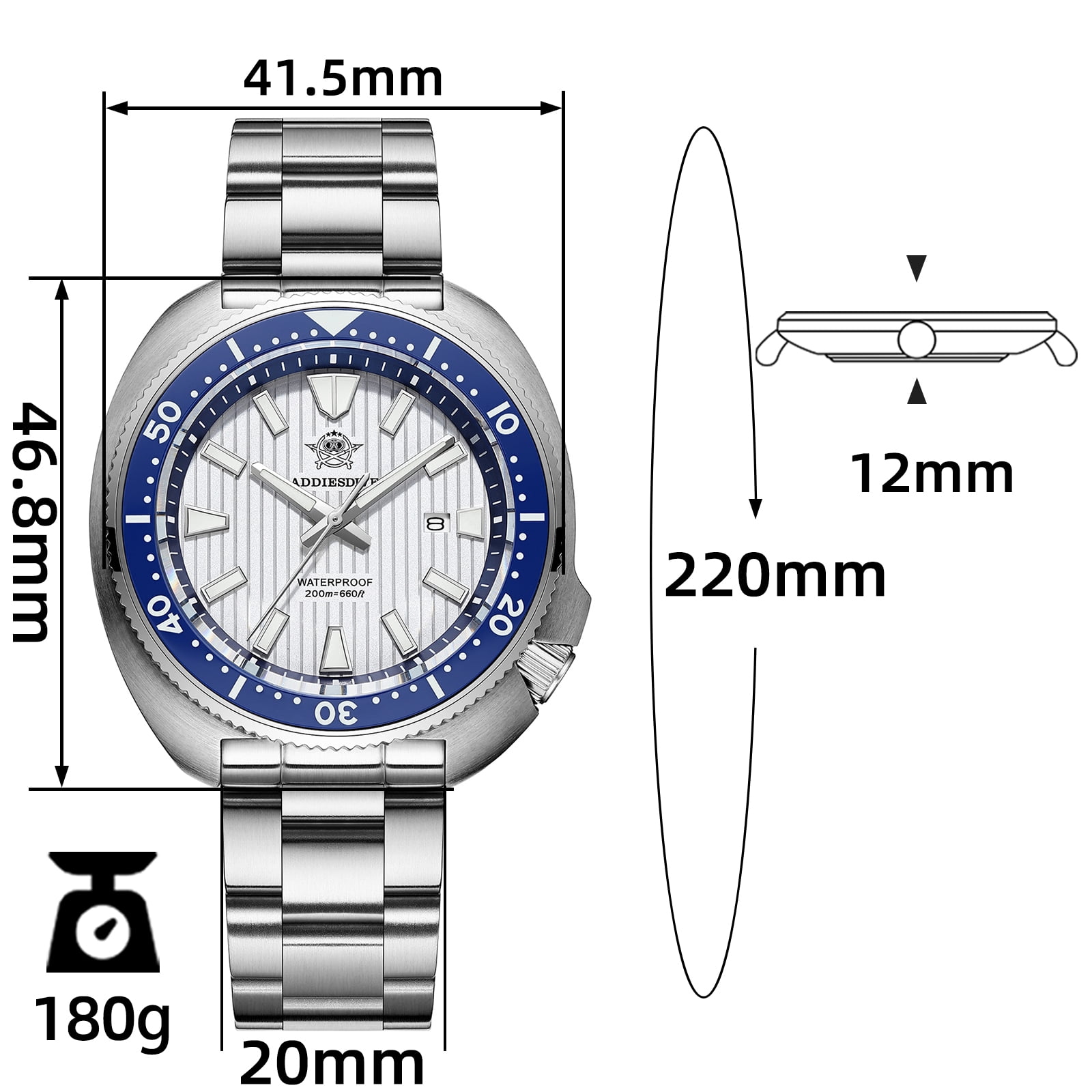 ADDIESDIVE Men’s Diver Watch 200M Waterproof, Japanese Movement Quartz Watch, Sapphire Crystal, Ceramic Bezel & Stainless Steel Watches for Men