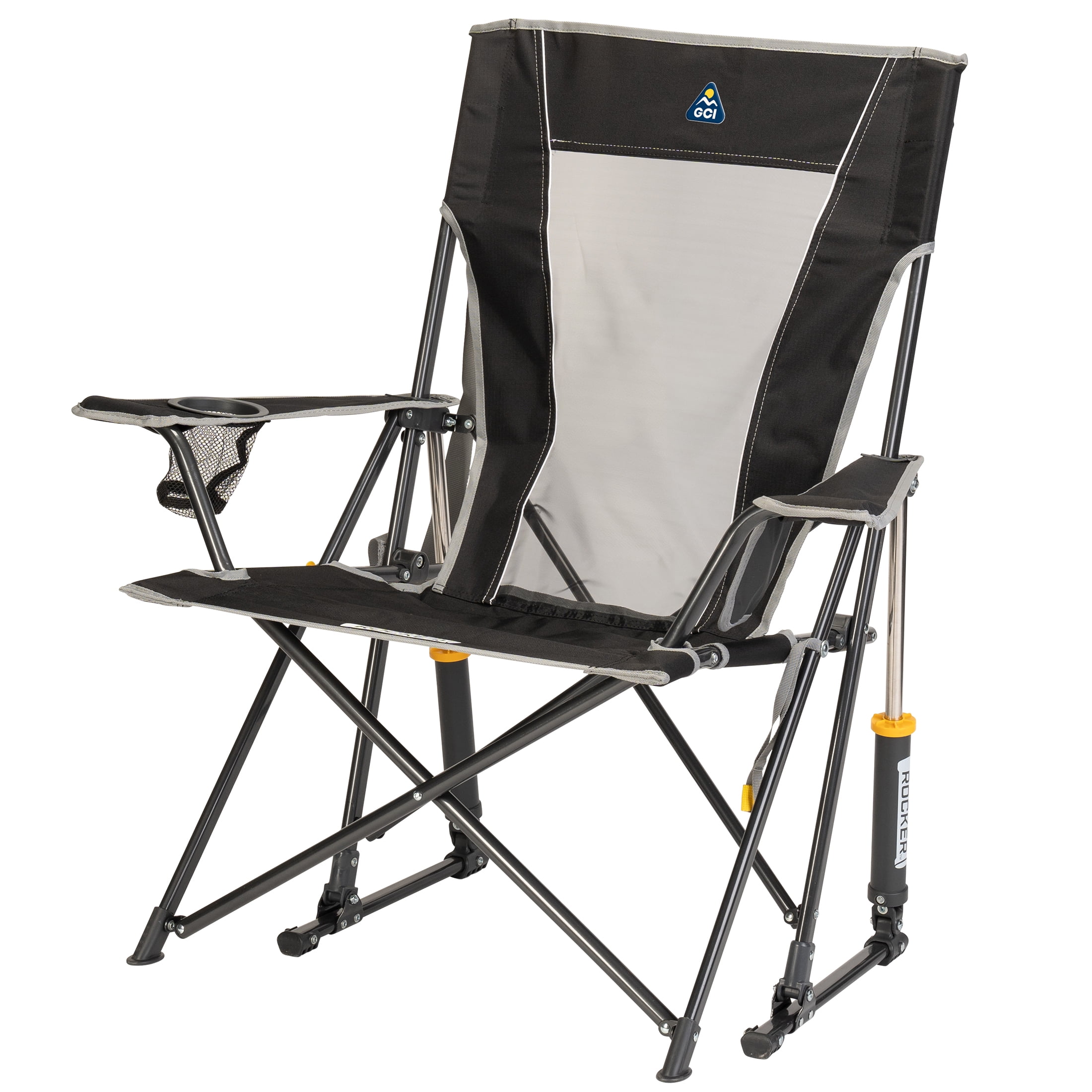 GCI Outdoor Comfort Pro Rocker Camping Chair with Mesh Backrest, Black
