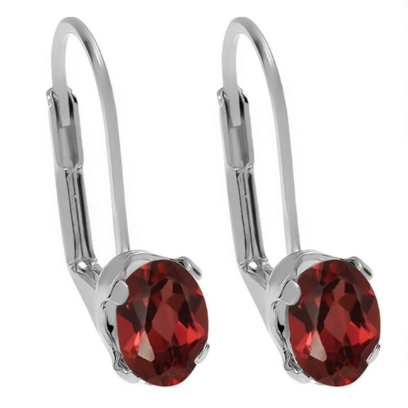 Gem Stone King 1.80 Ct Oval 7X5mm Red Garnet Leverback Earrings