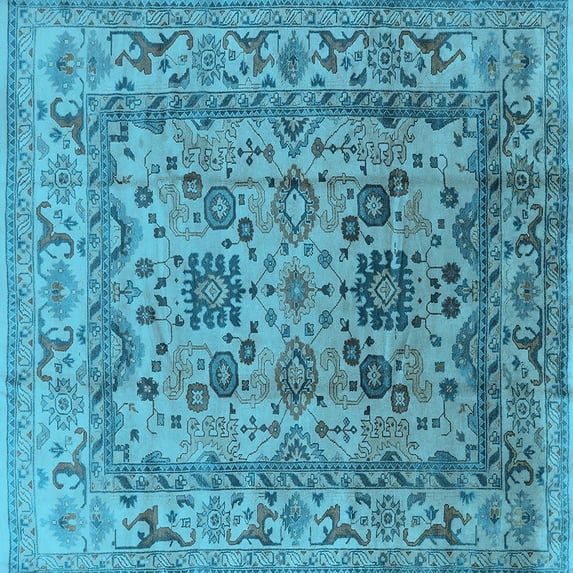 Ahgly Company Indoor Square Oriental Light Blue Traditional Area Rugs, 3' Square