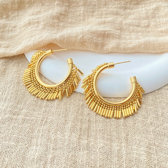 PRIYAL Gold Hoop Earrings for Women, 14k Real Gold Plated with 925 Sterling Silver Post, Hypoallergenic Lightweight Thick Hoops Earrings for Women Trendy