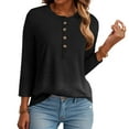 thumbnail image 2 of eczipvz Short Sleeve Shirts for Women 3/4 Sleeve Blouse Summer Tops Dressy Casual Solid Basic Tees(Black,M), 2 of 6