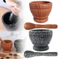 thumbnail image 1 of Pestle And Mortar Natural Wooden 6.7 Inch Stone Cup & Crusher Set Hand Grinder For Herbs Pesto &, 1 of 9