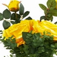 thumbnail image 2 of Enova Home Artificial 2 Large Silk Roses Flowers and Mixed Greenery Arrangement in Clear Glass Vase with River Rock (Yellow), 2 of 3