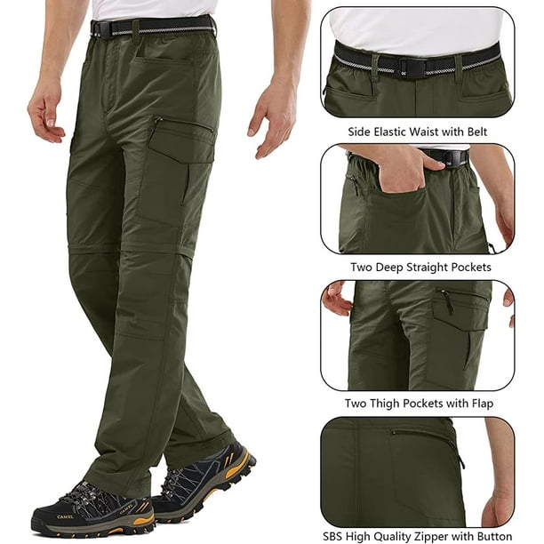 Mens Hiking Convertible Pants Waterproof Lightweight Quick Dry Zip Off  Fishing Travel Safari Outdoor Cargo Work