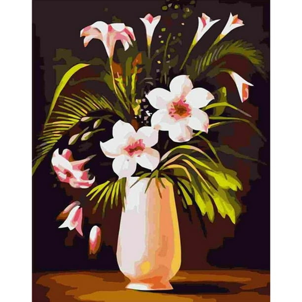 Cuadros Decorativos Jarrón de flores por números imágenes de paisaje natural DIY para Likrtyny decoración del hogar regalo lienzo sin marco decoración de pintura al óleo