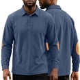 thumbnail image 2 of Aimik Corduroy Polo Shirts for Men Long Sleeve Elbow Patch Turndown Collar Casual Work Shirts Fall Winter Durable Button Down Collared Tee, 2 of 6