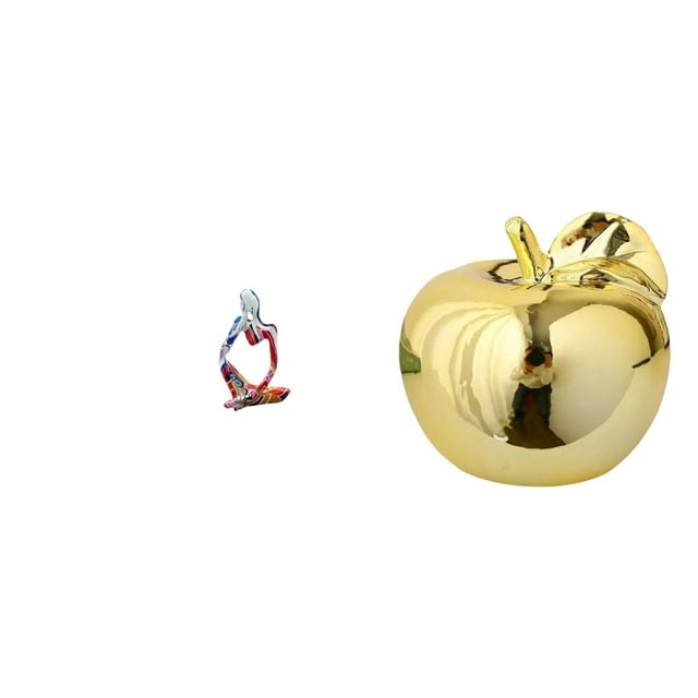 Estatua de resina,Figura ornamental de resina con estatua de un pensador sentado,Estatua decorativa,Escultura de frutas para decoración del hogar,ideal para escritorio o interiores.,Figura de