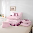 thumbnail image 6 of Catabedysis Bows Letter Print 7-Piece King Bedding,Cheetah Monogrammed B King Bed in a Bag,Pink Reversible For Girls, 6 of 7