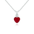 thumbnail image 1 of Angara Natural Ruby Necklace - Heart-Shaped Ruby Rabbit Ear Bale Pendant in Platinum for Women, 1 of 10