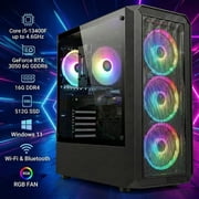 STGAubron Gaming Desktop PC, Intel Core i5-13400F up to 4.6GHz, 16G DDR4, 512G SSD, GeForce RTX 3050 6G, WiFi 6, BT 5.2, RGB Fan x4, Windows 11 Home