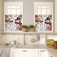 thumbnail image 4 of Christmas Snowman Kitchen Curtains and Valances Set, Xmas Poinsettia Birds Balls Snowflake Rod Pocket Window Valance 18 Inch Window Curtain Panels for Living Room Bedroom Laundry, 27.5x36in, 3 Pieces, 4 of 7