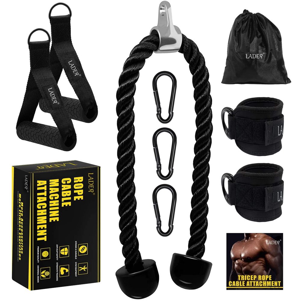 LADER Tricep Rope Cable Attachment 35 Inch, Heavy Duty Triceps Pull