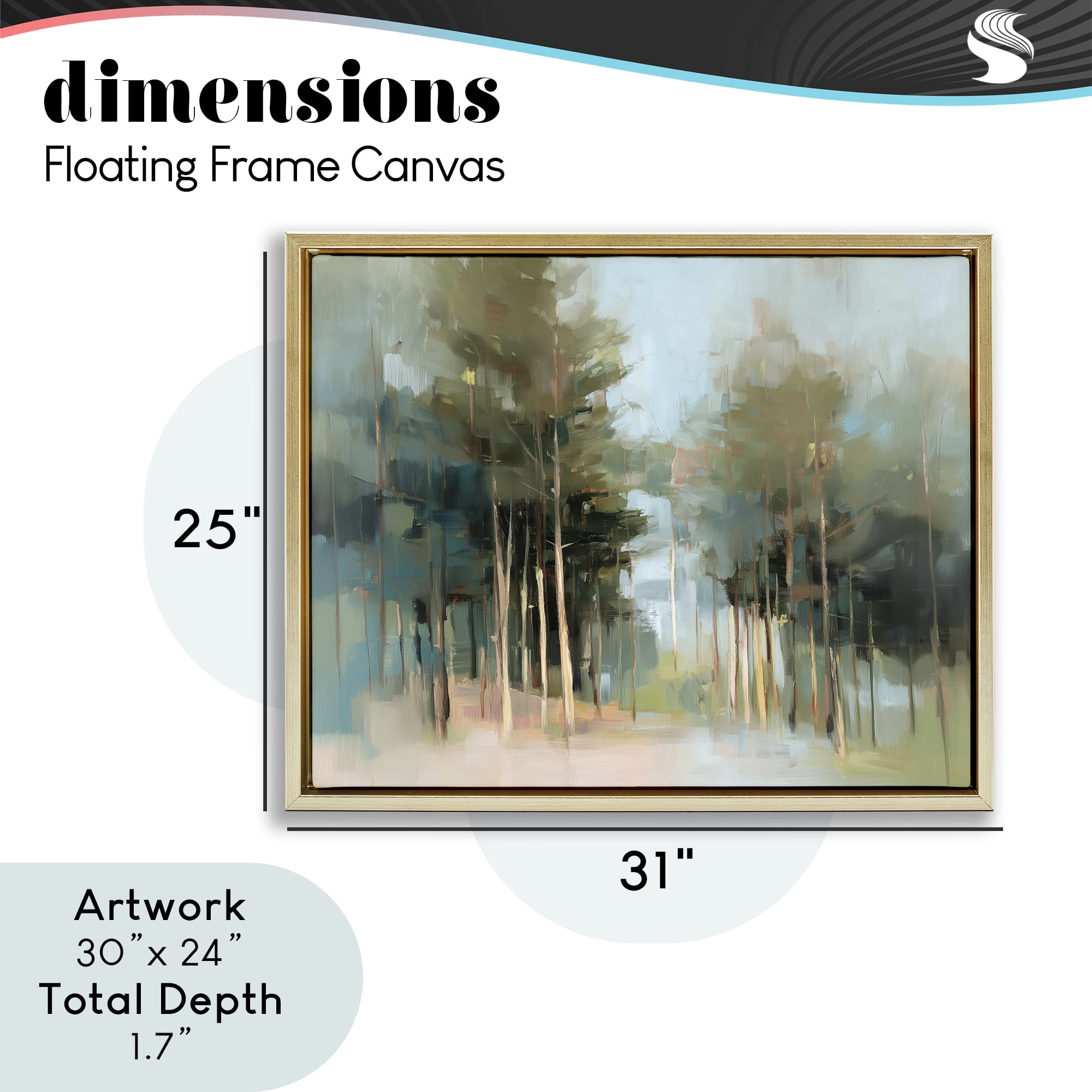 Stupell Industries The Grove Impressionist Forest Gold Framed Floater Canvas Wall Art, design by Kim Curinga