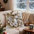 thumbnail image 5 of HomeKingdee White Relief Aesthetic Christmas Throw Pillow Covers, Soft Comfy Xmas Santa Claus Trees Pillow Cases, Poinsettia Snowman Reindeer 3D Decor, 5 of 6
