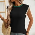 thumbnail image 4 of CYRBOKO Tank Tops for Women, Summer Knitted Crew Neck Soft Sleeveless top Black Size L, 4 of 7