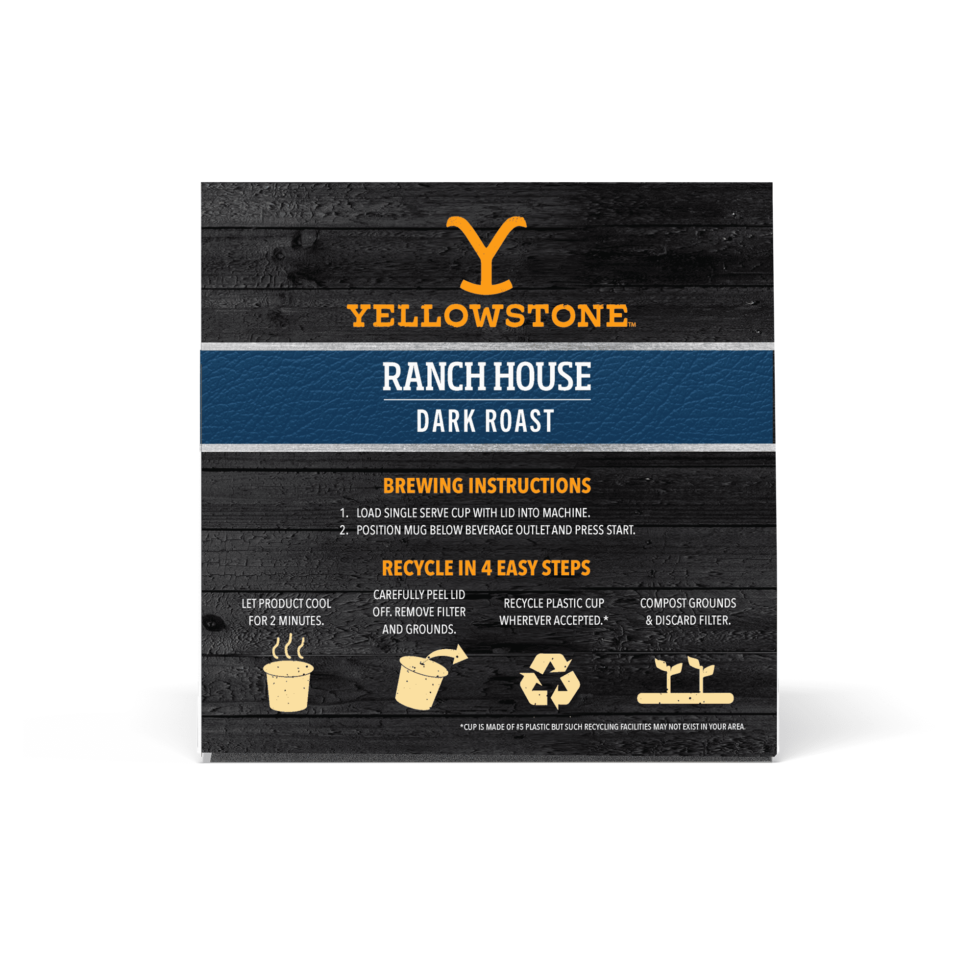 Yellowstone Ranch House Dark Roast Coffee Single Serve Pods 12 ct, 6 pack