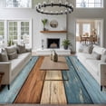 thumbnail image 5 of Farmhouse Blue Brown Area Rug 8x10 Washable Rug Non Slip Vintage Wooden Striped Large Area Rug Soft Stainresistant Indoor Floor Carpet for Living Room Bedroom Home Office Dining Room Nursery, 5 of 7