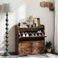 thumbnail image 2 of HOMCOM Armoire à Chaussures Étroite Armoire de Rangement pour Chaussures à 2 Tiroirs Basculants, Brun Rustique, 2 of 10