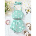 thumbnail image 4 of Bagilaanoe 2pcs Toddler Baby Girl Shorts Set Flower Sleeveless Camisole Tops + Shorts + Hairband 6M 9M 12M 18M 24M Kids Casual Summer Clothes, 4 of 9