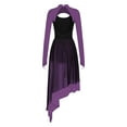 thumbnail image 6 of CHICTRY Women Modern Lyrical Dance Dress Mesh Long Sleeve Cutout Back Leotard Split Skirts Purple XXL, 6 of 6