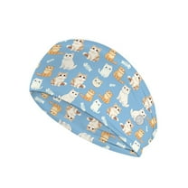 Jiueut Cartoon Cat Nurse Button Headband Nurse Headbands for Women with Buttons Headbands for Nurses with Buttons for Mask Wide Headbands for Girls Non Slip