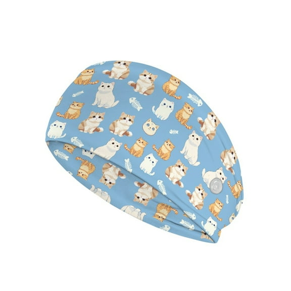 Jiueut Cartoon Cat Nurse Button Headband Nurse Headbands for Women with Buttons Headbands for Nurses with Buttons for Mask Wide Headbands for Girls Non Slip