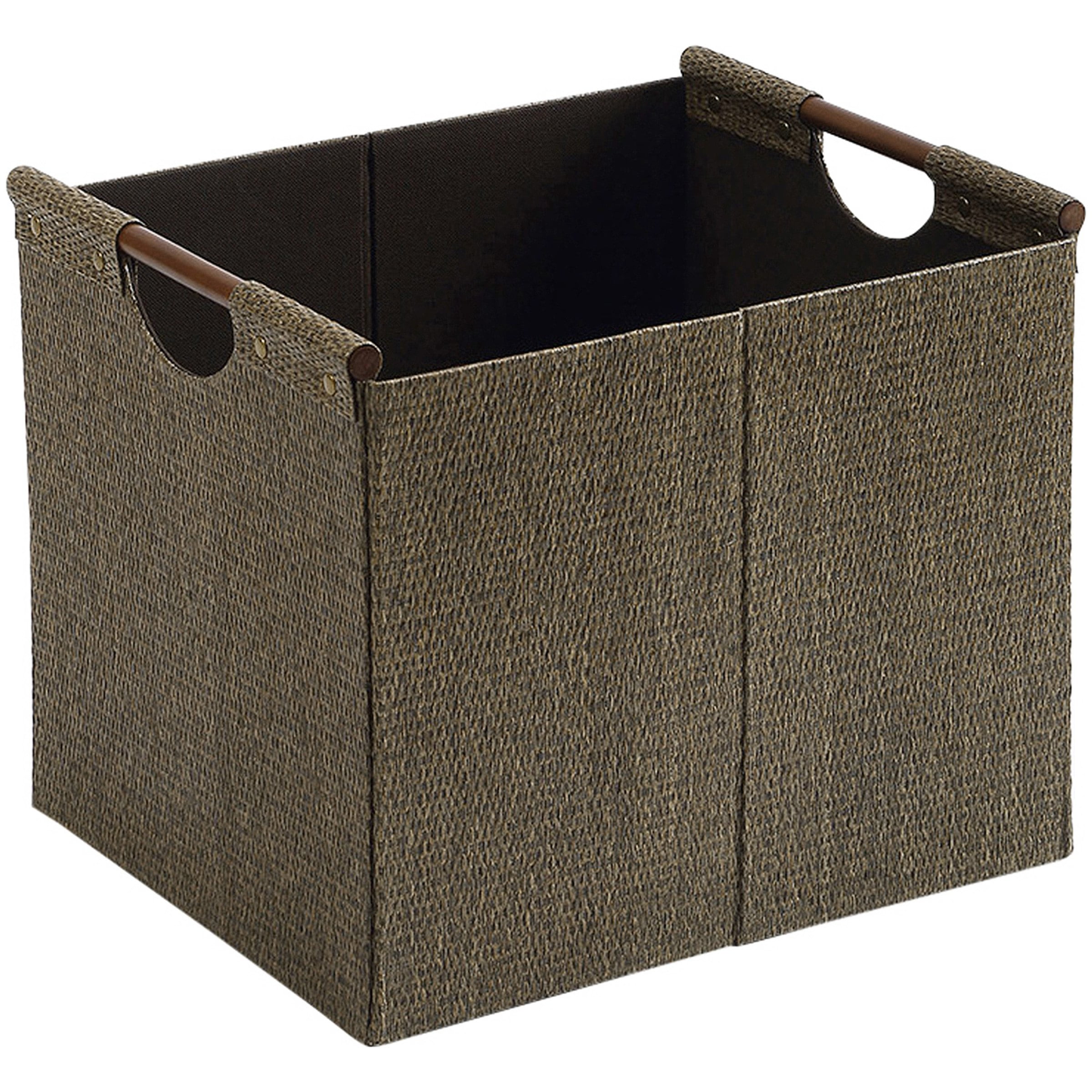 12" Chocolate Brown Durable Woven Nylon Basket Home Storage Bin Tote w/ Handles 