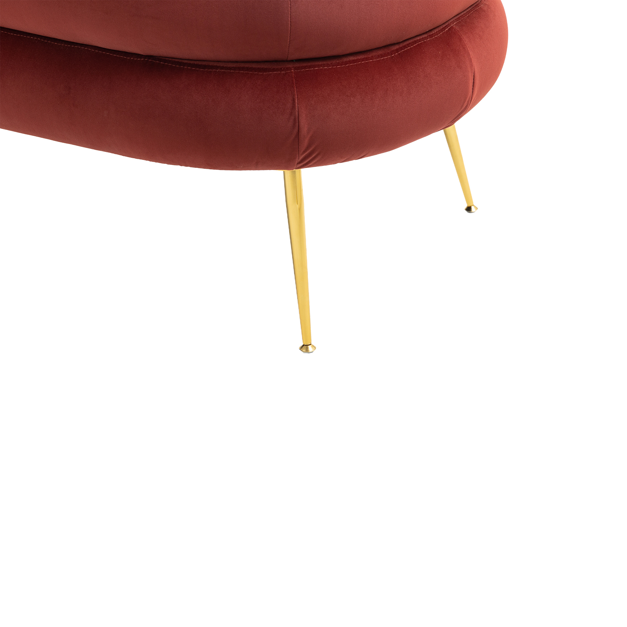 DEALTOPS Velvet Accent Chair Modern Upholstered Armchair with Metal Frame for Living Room-Wine Red