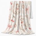thumbnail image 2 of Sweet Lambs Pink Florals bedroom, Playful Botanical Garden Scene, Warm Flannel Blanket for Sunroom and Reading Nook, Garden Lovers Valentine's Day Gift, Artistic Home Decor, 2 of 9