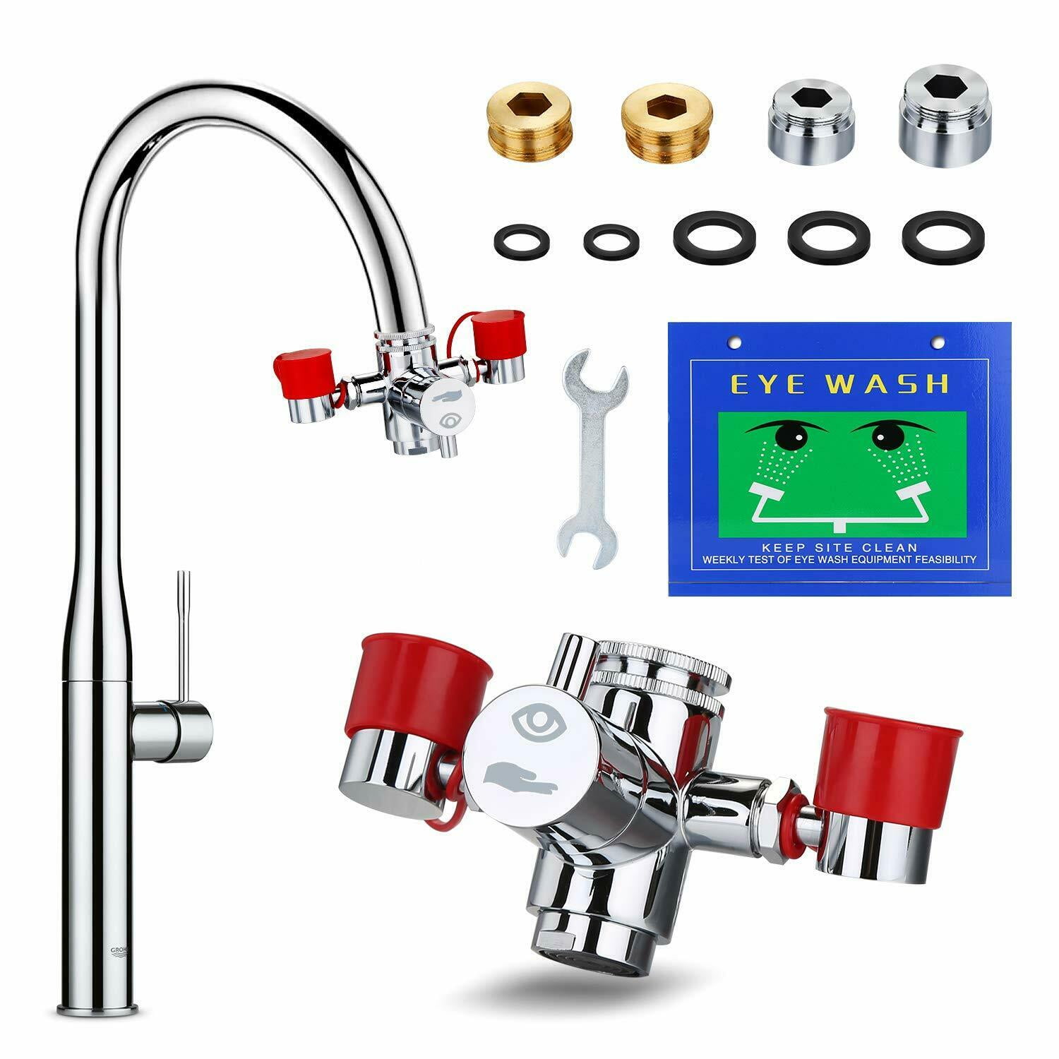 Faucet Mounted Eyewash Station for Sink Attachment Emergency Eye Wash Station Adjustable to Forward Flow 