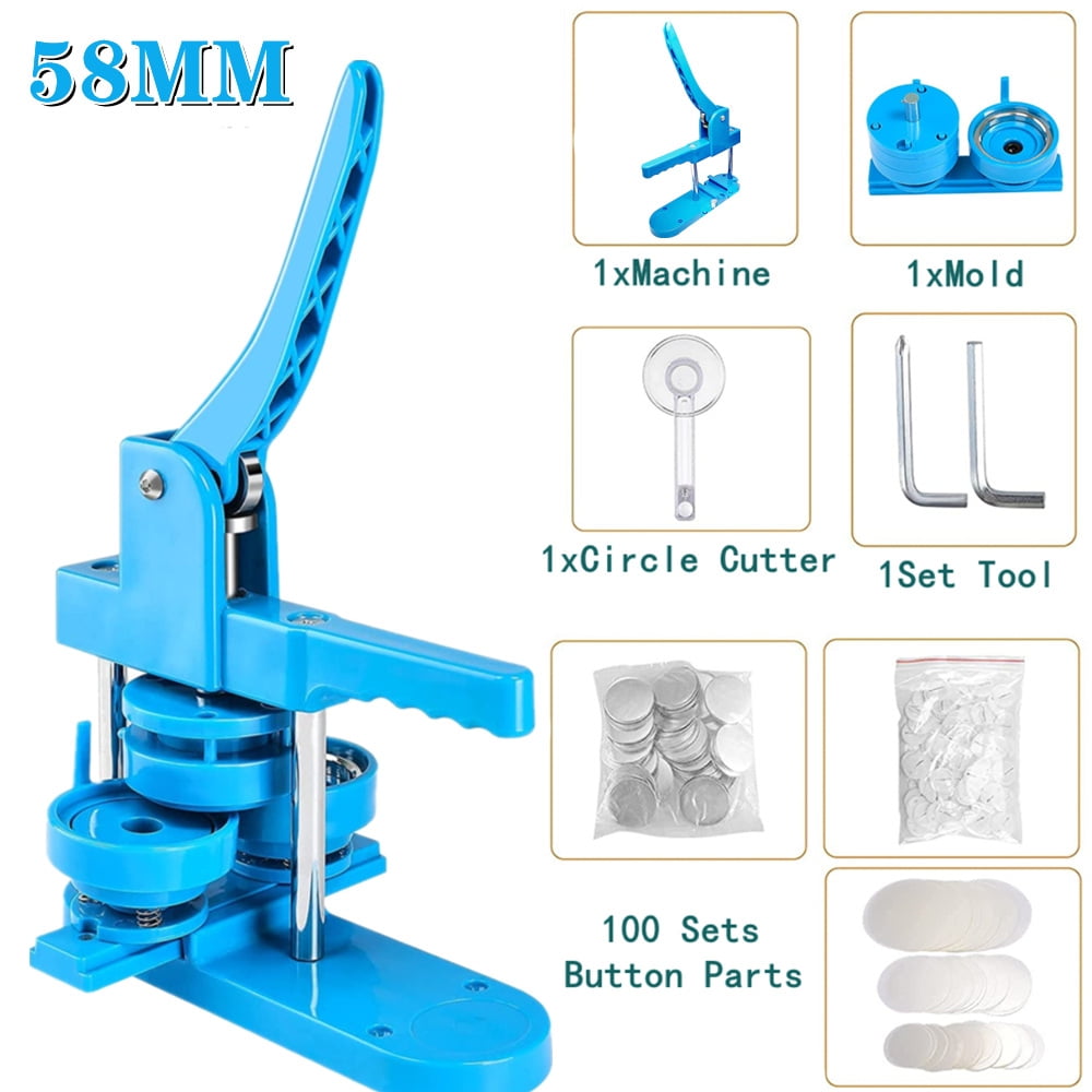 3 IN 1 Badges Button Maker Machine with 100Pcs Button Parts+3 Size Mold+3 Size Circle Cutter ,Beginner-Friendly