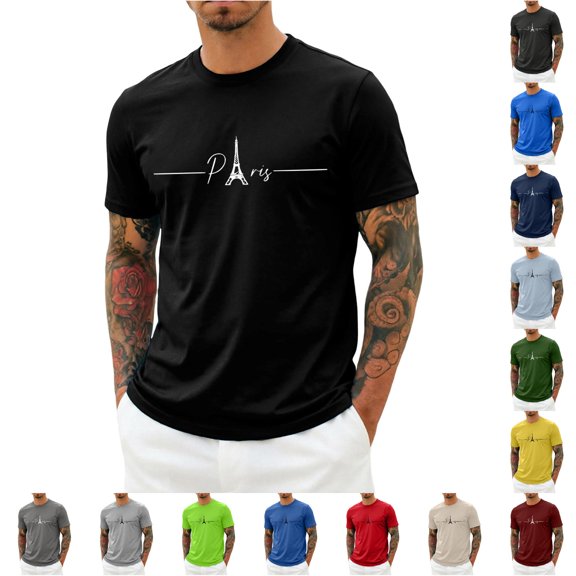 Graphic Print Tee for Everyday Casual Wear with Starry Night Motif Short Sleeve Summer Top Comfortable Blend Streetwear Men's Loose Fit Shirts