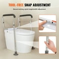 thumbnail image 2 of VEVOR Toilet Safety Rail, Bathroom Toilet Seat Frame, Adjustable Width & Height Fit Most Toilets, Supports 300lbs, Toilet Handles Grab Bars with Padded Armrests, 2 of 9