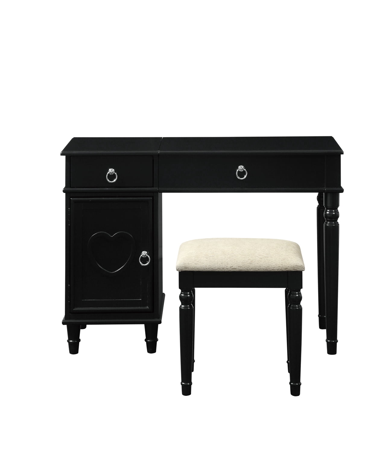 Poundex F4177 Bobkona Alice Flip up Mirror Vanity Set, Black - Walmart.com