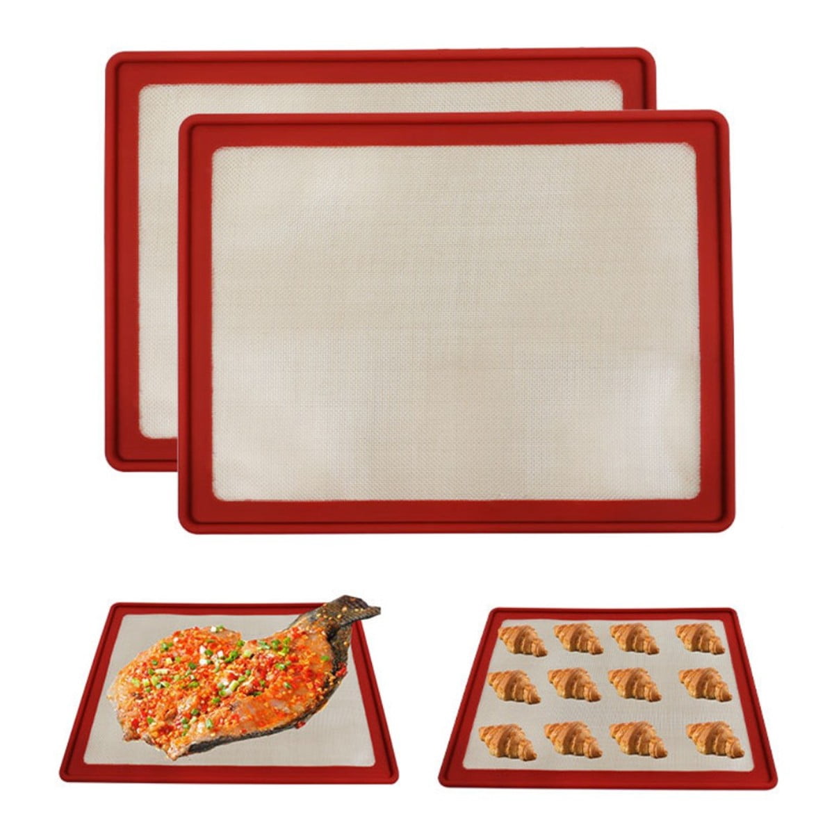 Metal Frame Silicone Mat Non-Stick Oven Sheet Liner Kitchen Baking Tray 42X32Cm