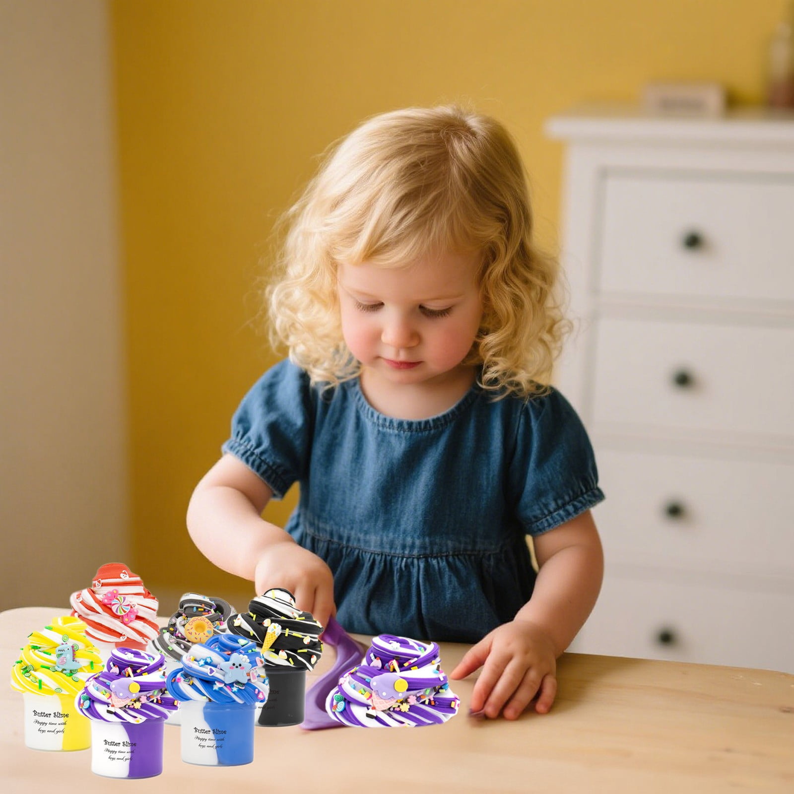 6 Piece 70Ml Butter Slime Clay Toy Set Diy Noodle Stretchy Slime For Creative Craft Sensory Play
