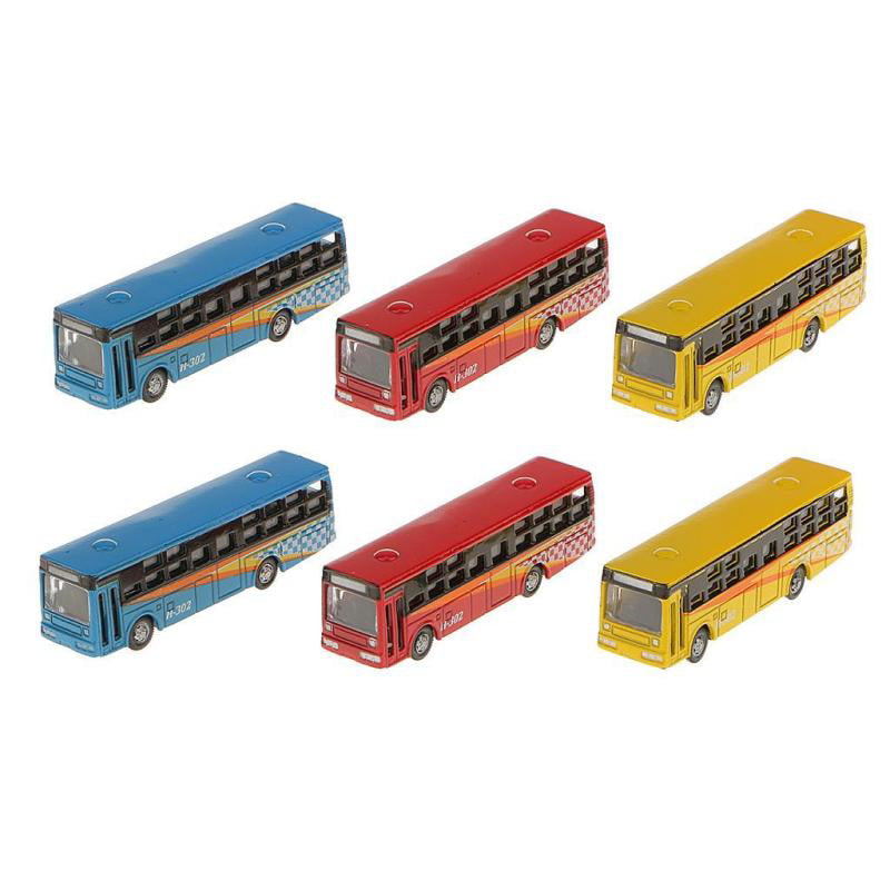 6 x Diecast Model Bus Streetscape Layout Railway Scenery DIY Accs N Scale