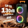 thumbnail image 3 of FanFun Large Karaoke Machine, Bluetooth Party Speaker with 2 Mics, LED Lights, Portable Karaoke System with Trolley Bar, Wheels & Remote Control, T9, 3 of 9