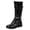 Black, variant on Rokment Vintage Knee High Combat Boots for Women Casual Buckles Leather Lace up Platform Wedge Mid Heels Mid Calf Motorcycle Riding Tall Booties