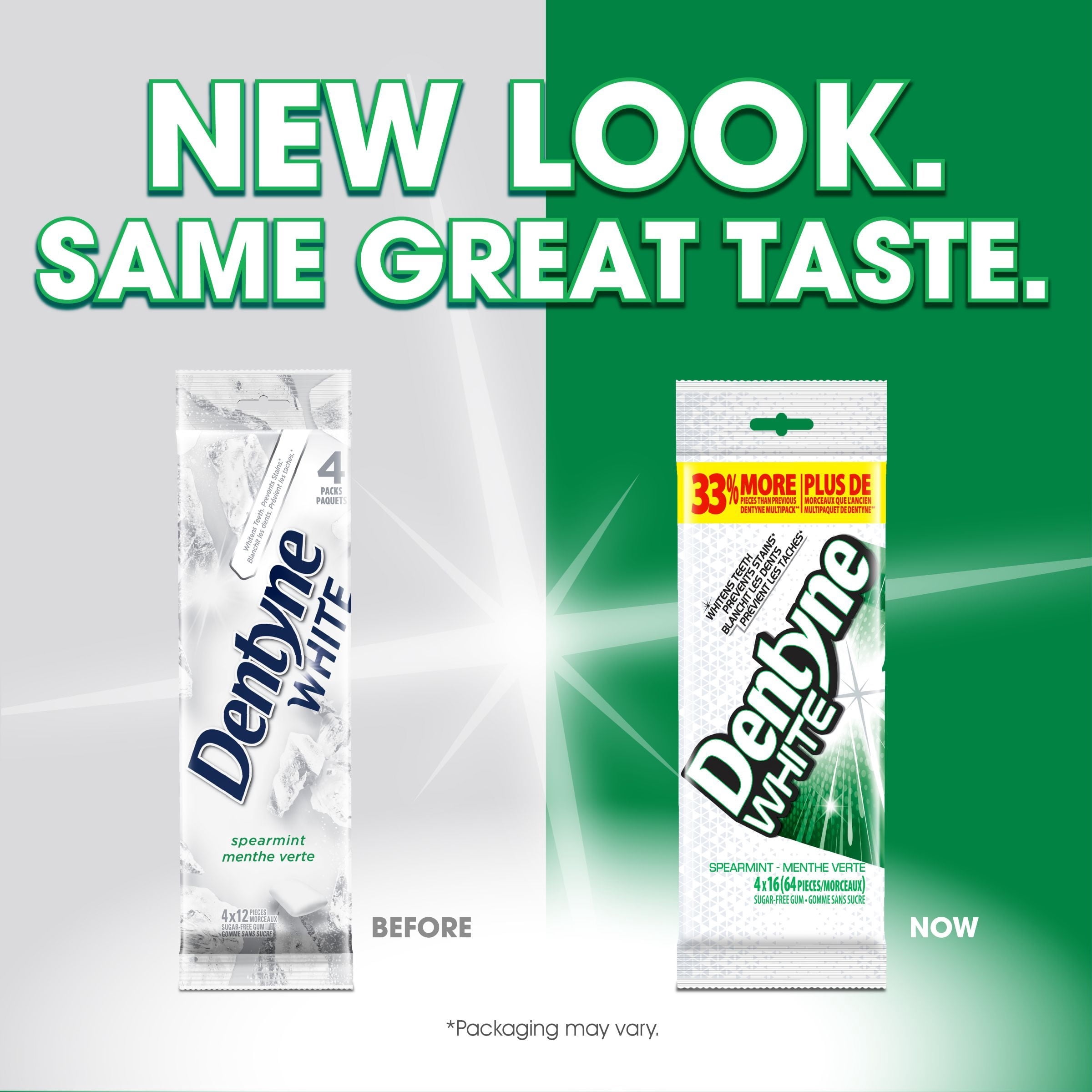 Dentyne White, Gomme sans sucre menthe verte, paquet de 4 (64 pièces)
