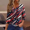 thumbnail image 2 of 250 Anniversary Usa Shirt Women 3/4 Length Sleeve Womens Tops 250 Anniversary Usa Flag Print Button Down V Neck Patriotic Tees for Celebrate 250th Anniversary Of America, 2 of 4