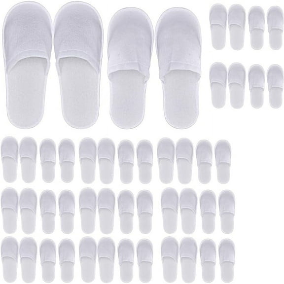24 Pairs Spa Slippers,Closed Toe Disposable Slippers,Non-Slip Slippers Fit Size for Men and Women for Hotel Home Guest,White