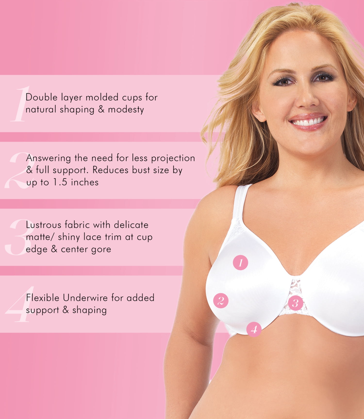Exquisite Form 5175070 Fully® Minimizer Underwire Full-Coverage Bra with Back Closure  Lace