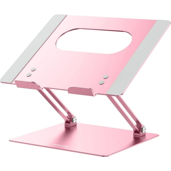 LS10 Aluminum Laptop Stand, Ergonomic Adjustable Notebook Stand, Computer Holder Compatible with Air, Pro, Dell, HP, Lenovo More 10-14" Laptops, Pink