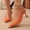 Orange, variant on Women's Suede Slingback Heels with Metal Accent & Open Back, Stylish Kitten Heels for Date Nights, Cocktail Parties, and Wedding Guests