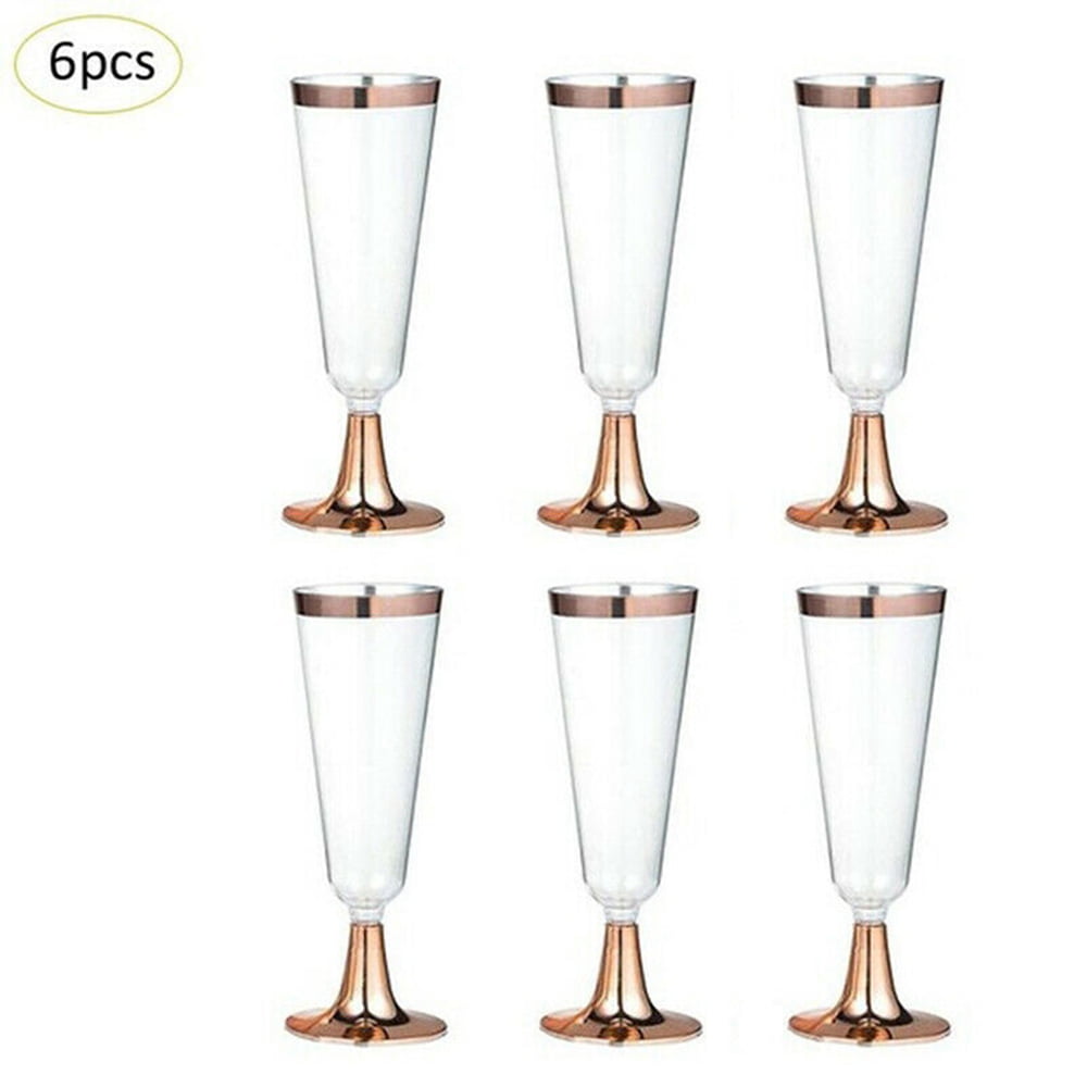 24 Premium Clear Plastic Disposable Champagne Flutes Wine Drink Glasses 