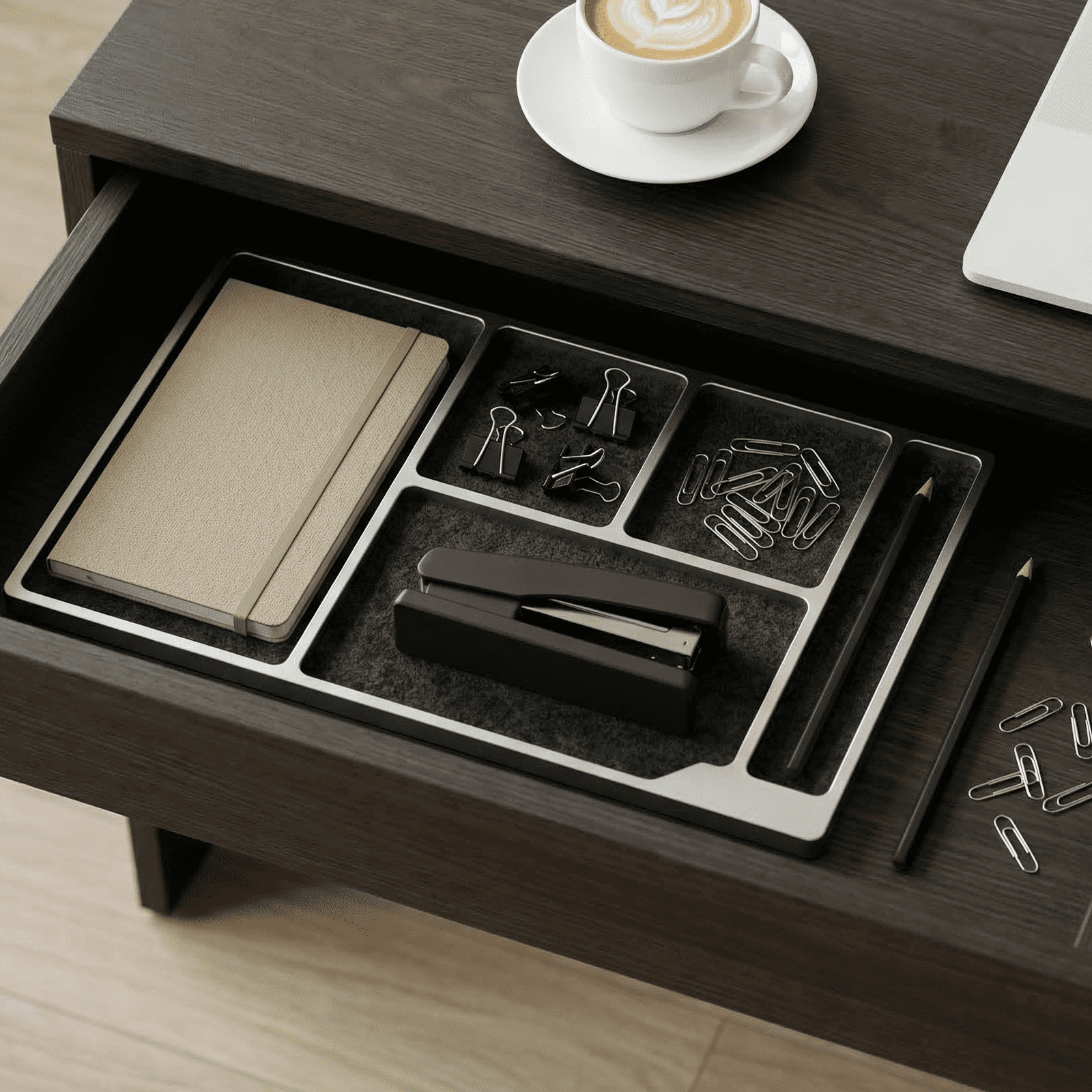 Desk Drawer Organizer Tray, Mens Valet Made of Aluminum, Aesthetic Desk Accessories for Office Home Supplies