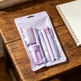 thumbnail image 4 of Colored Studont Stationery Set, Neutral Pen Highlighter Pen Eraser Art Combination, High Aesthetic Value Learning Stationery Box - Purple, 4 of 5